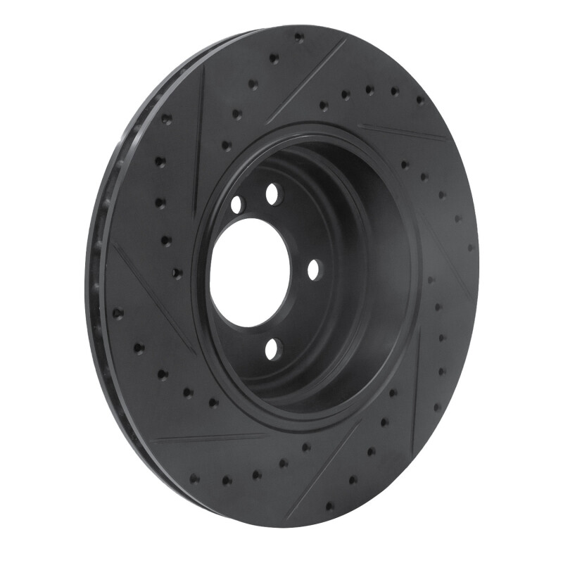 BMW 760I Brake Rotor (1) - Rear Right - R1 Concepts - Drilled & Slotted - Black - `05-`08